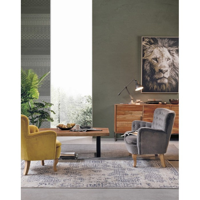 Poltrona effetto velluto capitonné senape - Orlins - BIZZOTTO - 64075222876538