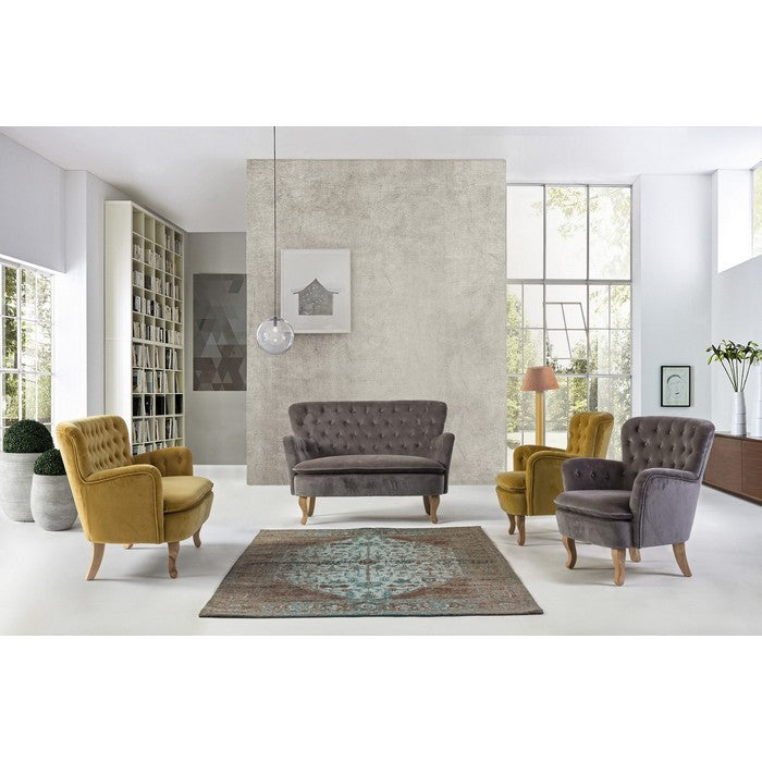 Poltrona effetto velluto capitonné senape - Orlins - BIZZOTTO - 64075223499130