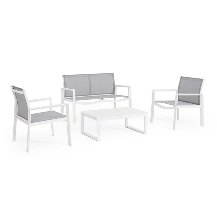 Set da giardino con divano, poltrone e tavolino in alluminio - Kallen
