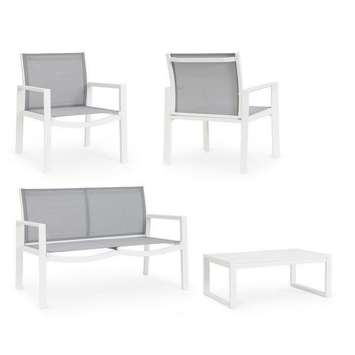 Set da giardino con divano, poltrone e tavolino in alluminio - Kallen
