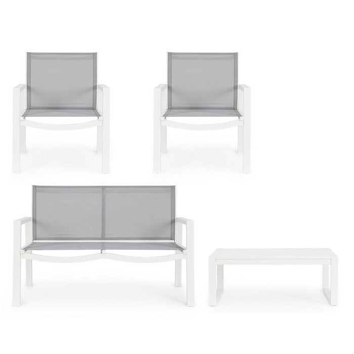 Set da giardino con divano, poltrone e tavolino in alluminio - Kallen