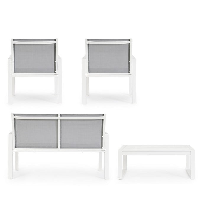 Set da giardino con divano, poltrone e tavolino in alluminio - Kallen