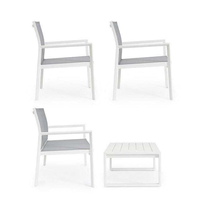 Set da giardino con divano, poltrone e tavolino in alluminio - Kallen