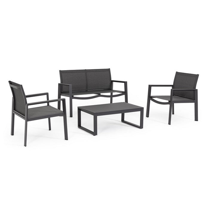 Set da giardino con divano, poltrone e tavolino in alluminio - Kallen