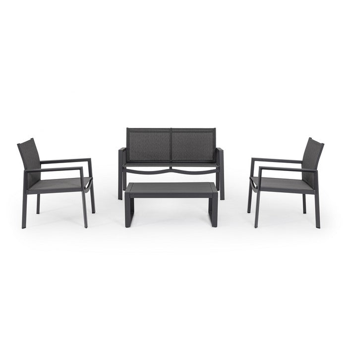 Set da giardino con divano, poltrone e tavolino in alluminio - Kallen
