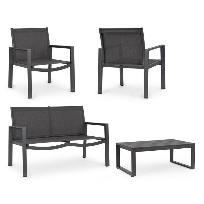Set da giardino con divano, poltrone e tavolino in alluminio - Kallen