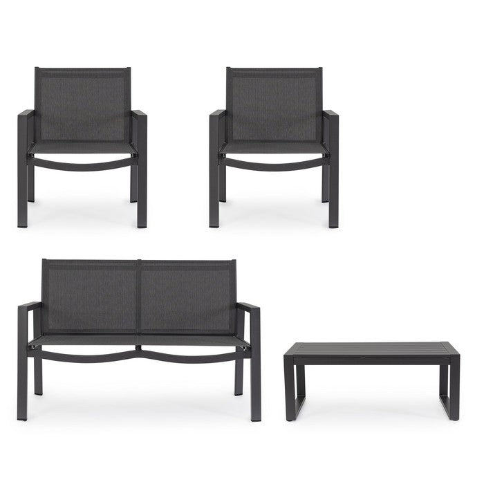 Set da giardino con divano, poltrone e tavolino in alluminio - Kallen