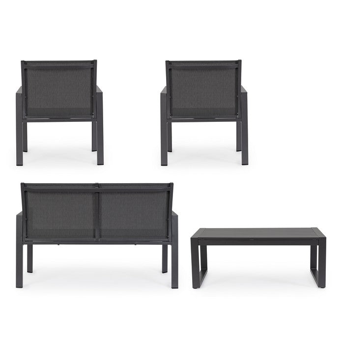 Set da giardino con divano, poltrone e tavolino in alluminio - Kallen