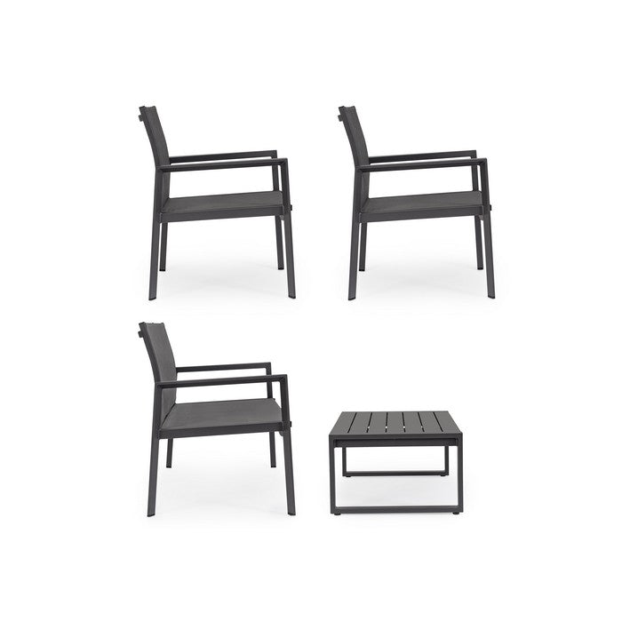 Set da giardino con divano, poltrone e tavolino in alluminio - Kallen