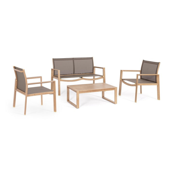 Set da giardino con divano, poltrone e tavolino in alluminio - Kallen