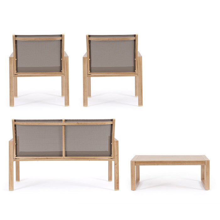 Set da giardino con divano, poltrone e tavolino in alluminio - Kallen