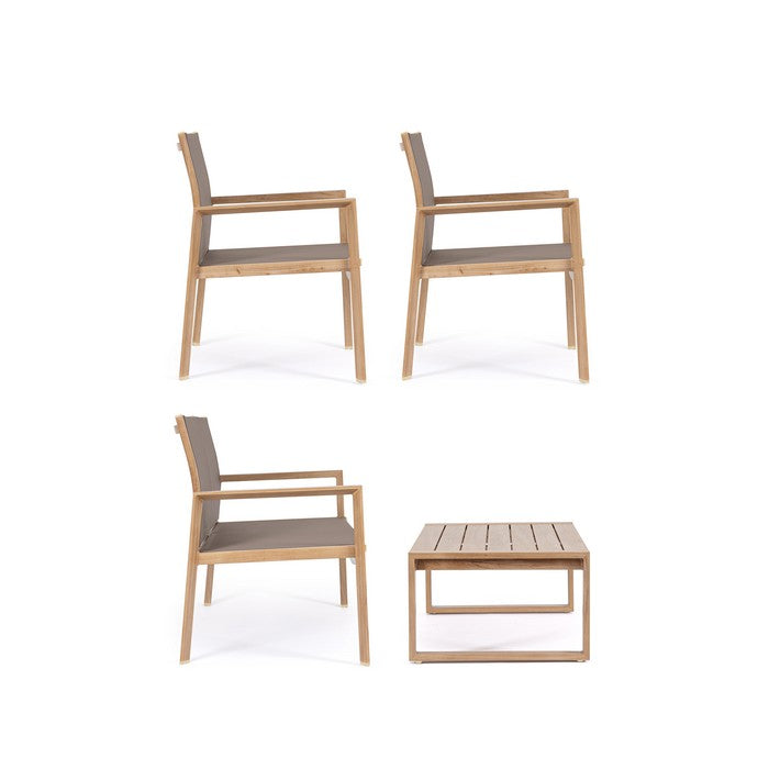 Set da giardino con divano, poltrone e tavolino in alluminio - Kallen