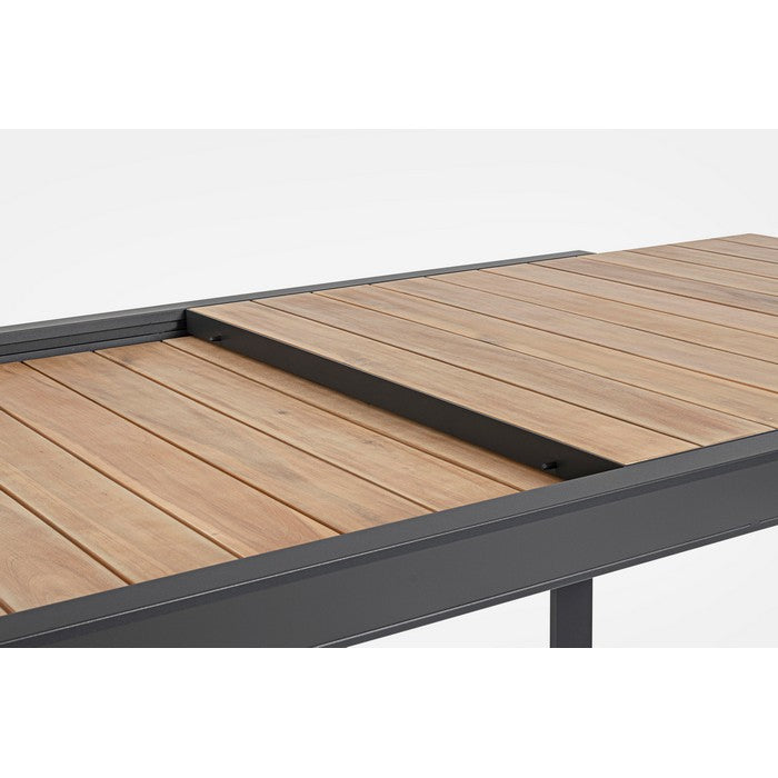 Tavolo allungabile da giardino in alluminio con doghe effetto legno - Belmar