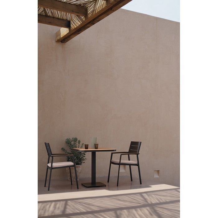 Tavolo quadrato da giardino con doghe effetto legno 75x75 cm - Belmar - BIZZOTTO - 64410614366586