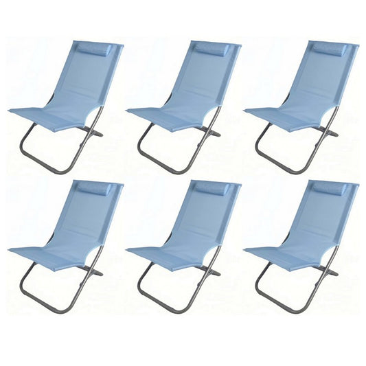 Set 6 sedie sdraio pieghevoli da spiaggia con poggiatesta - BEST - 64540108095866