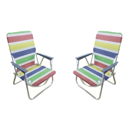Set 2 sedie pieghevoli in alluminio da spiaggia e campeggio con braccioli - BEST - 64540396650874