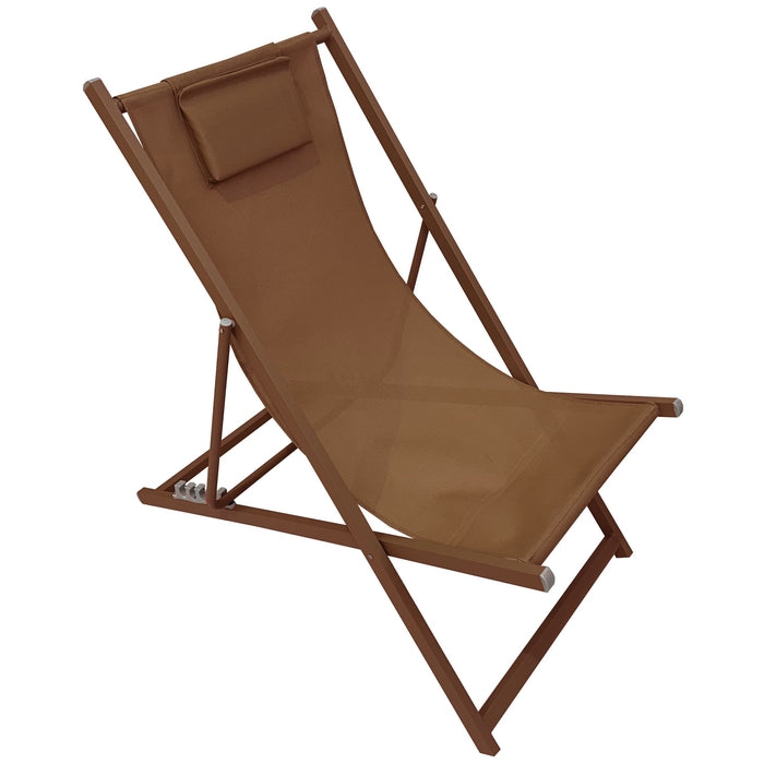 Sedia a sdraio da giardino in metallo e textilene con cuscino - BEST - 64780947489146