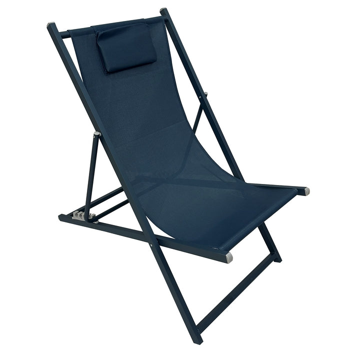 Sedia a sdraio da giardino in metallo e textilene con cuscino - BEST - 64780950372730