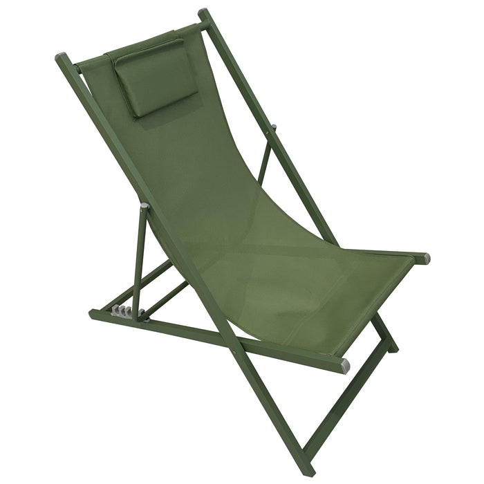 Sedia a sdraio da giardino in metallo e textilene con cuscino - BEST - 64780952273274