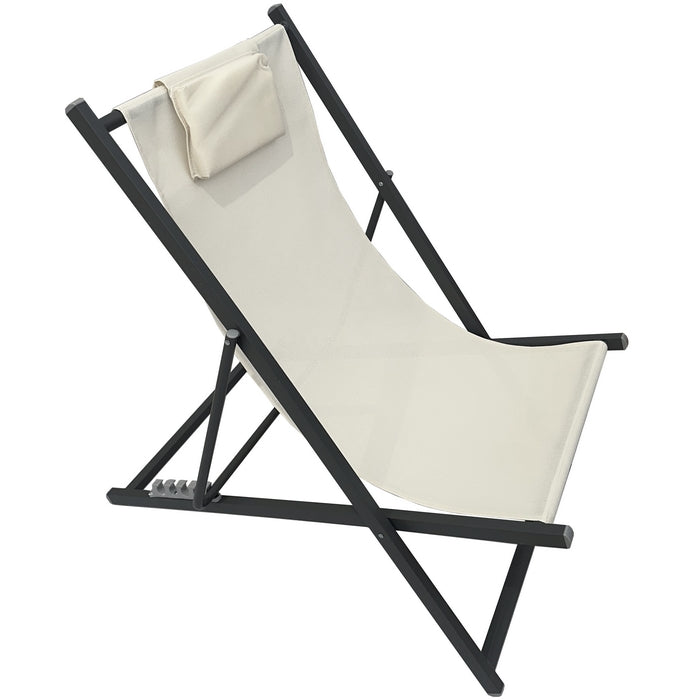 Sedia a sdraio da giardino in metallo e textilene con cuscino - BEST - 64780954009978