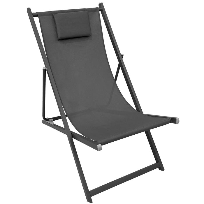 Sedia a sdraio da giardino in metallo e textilene con cuscino - BEST - 64780955910522