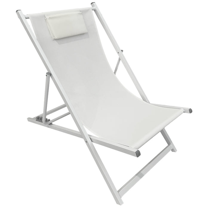Sedia a sdraio da giardino in metallo e textilene con cuscino - BEST - 64816348234106