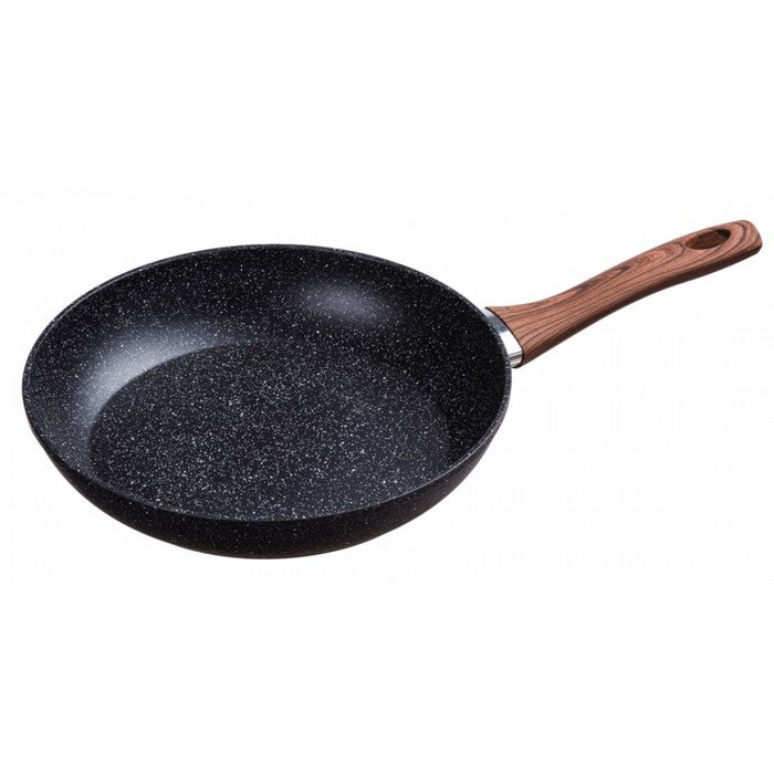 Padella per induzione antiaderente e antigraffio, manico effetto legno - Black Stone
