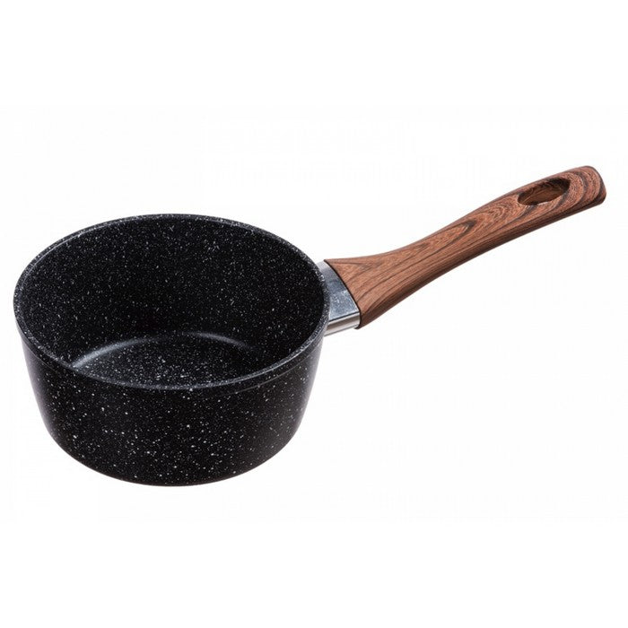 Casseruola per induzione antiaderente e antigraffio, manico effetto legno - Black Stone