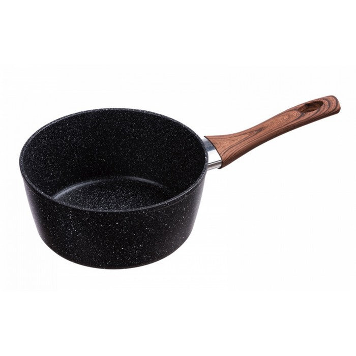 Casseruola per induzione antiaderente e antigraffio, manico effetto legno - Black Stone
