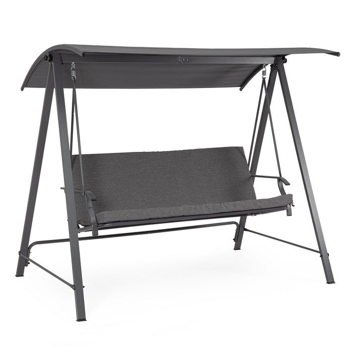 Dondolo 3 posti da giardino moderno in acciaio antracite - Teseo - BIZZOTTO - 64409905529210