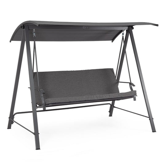 Dondolo 3 posti da giardino moderno in acciaio antracite - Teseo - BIZZOTTO - 64409906741626