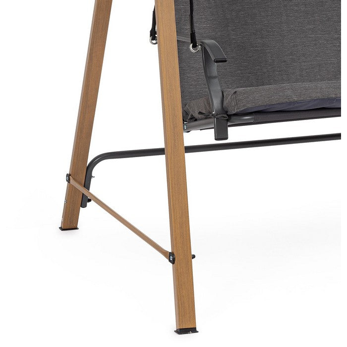 Dondolo 3 posti da giardino moderno in acciaio effetto legno - Icaro - BIZZOTTO - 64409910444410