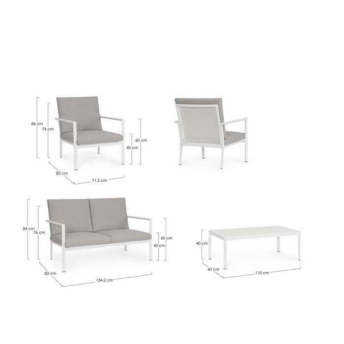 Set da giardino con divano, tavolino e 2 poltone in alluminio - Konnor - BIZZOTTO - 64761697304954