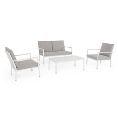 Set da giardino con divano, tavolino e 2 poltone in alluminio - Konnor