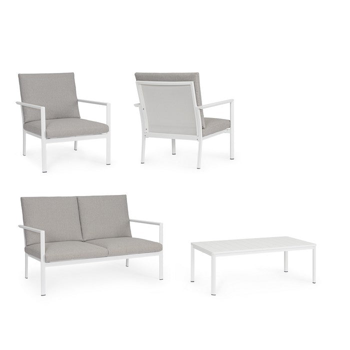 Set da giardino con divano, tavolino e 2 poltone in alluminio - Konnor - BIZZOTTO - 64761697665402