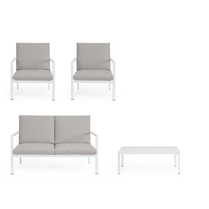 Set da giardino con divano, tavolino e 2 poltone in alluminio - Konnor