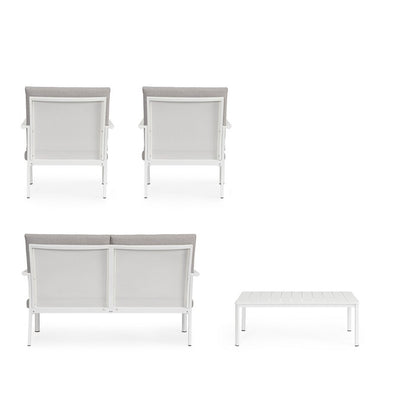 Set da giardino con divano, tavolino e 2 poltone in alluminio - Konnor
