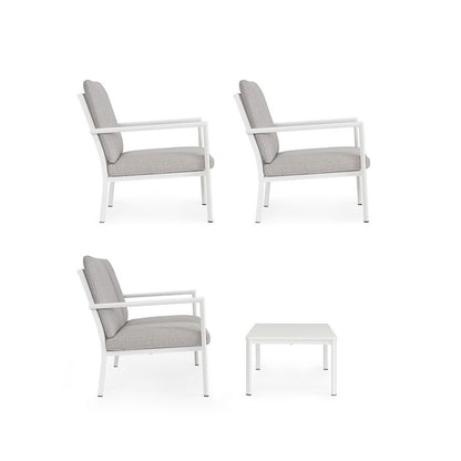 Set da giardino con divano, tavolino e 2 poltone in alluminio - Konnor
