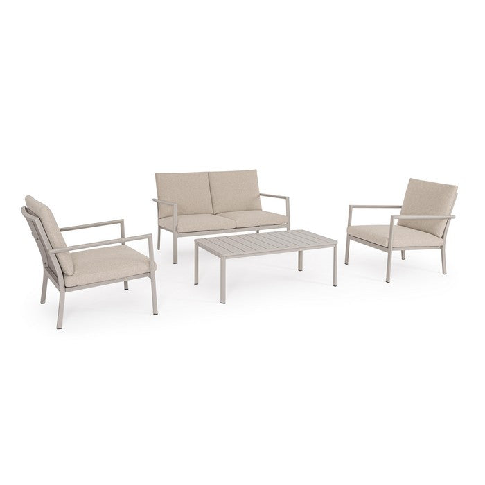 Set da giardino con divano, tavolino e 2 poltone in alluminio - Konnor - BIZZOTTO - 64761700417914