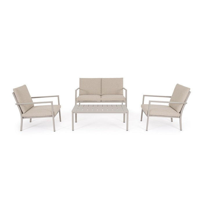 Set da giardino con divano, tavolino e 2 poltone in alluminio - Konnor - BIZZOTTO - 64761700516218
