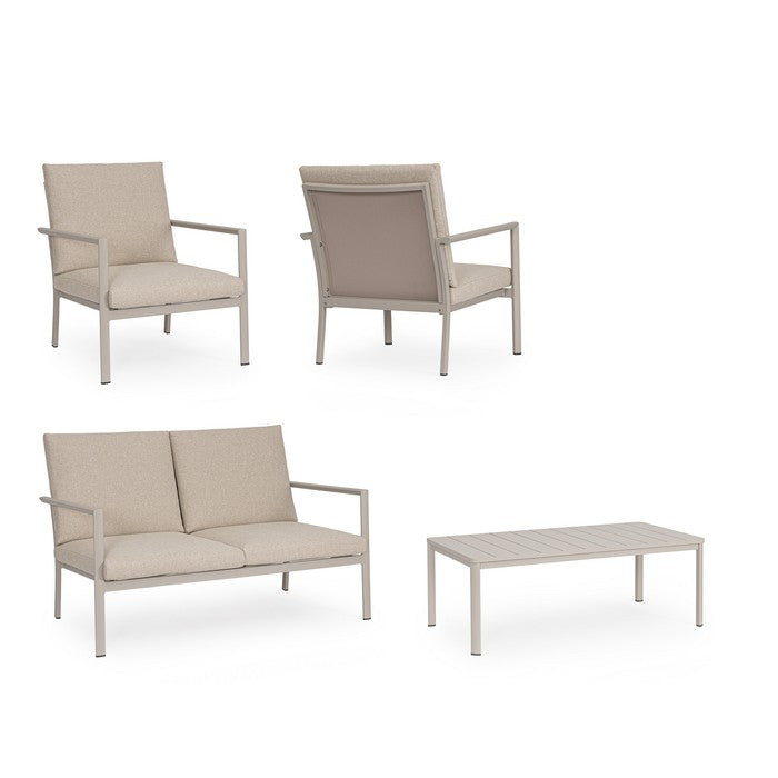 Set da giardino con divano, tavolino e 2 poltone in alluminio - Konnor - BIZZOTTO - 64761701073274
