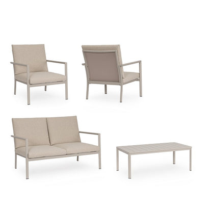 Set da giardino con divano, tavolino e 2 poltone in alluminio - Konnor