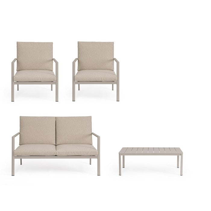 Set da giardino con divano, tavolino e 2 poltone in alluminio - Konnor - BIZZOTTO - 64761701892474