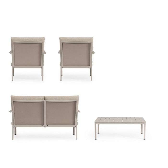 Set da giardino con divano, tavolino e 2 poltone in alluminio - Konnor - BIZZOTTO - 64761702154618