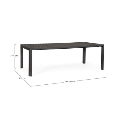 Tavolo allungabile da giardino in alluminio 180-240x100 cm - Kiplin