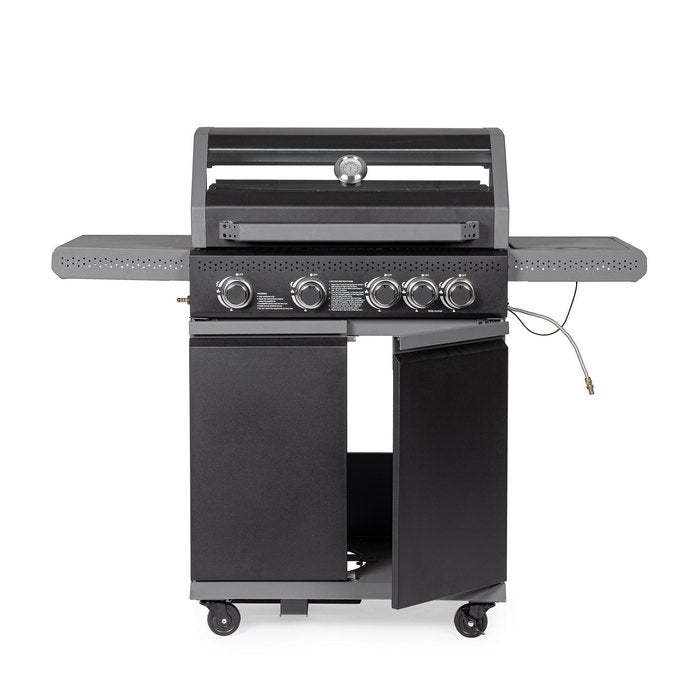 Barbecue a gas con 5 bruciatori con ruote - Aleandro