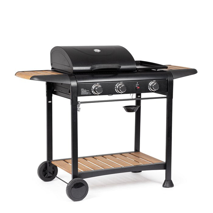 Barbecue a gas con 3 bruciatori con ruote - Loni