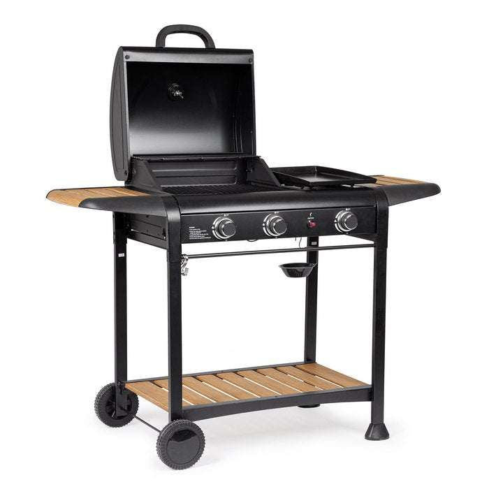 Barbecue a gas con 3 bruciatori con ruote - Loni