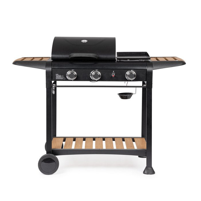 Barbecue a gas con 3 bruciatori con ruote - Loni