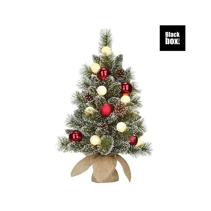 Alberello di natale con pigne, decorazioni e luci a LED 60 cm